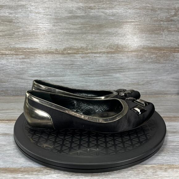 Burberry Women's Silver Black Slip On Embellished Ballet Flats Size EU 36 US 5 - Picture 3 of 13